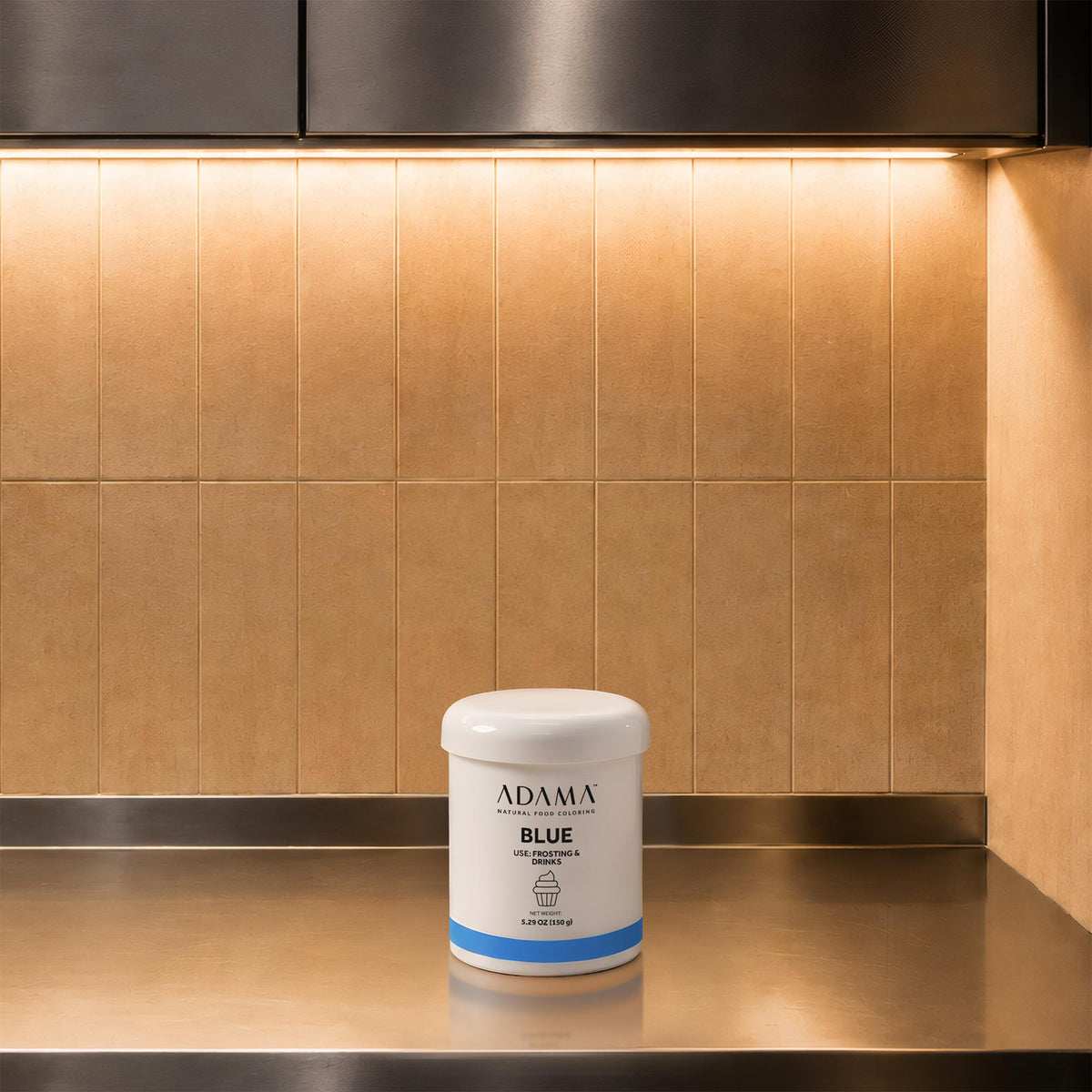 Blue natural food coloring powder for Frostings & Drinks in 150 g pint jar.