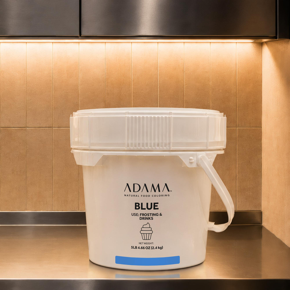 Blue natural food coloring powder for Frostings & Drinks in 2.4 kg bulk pail.