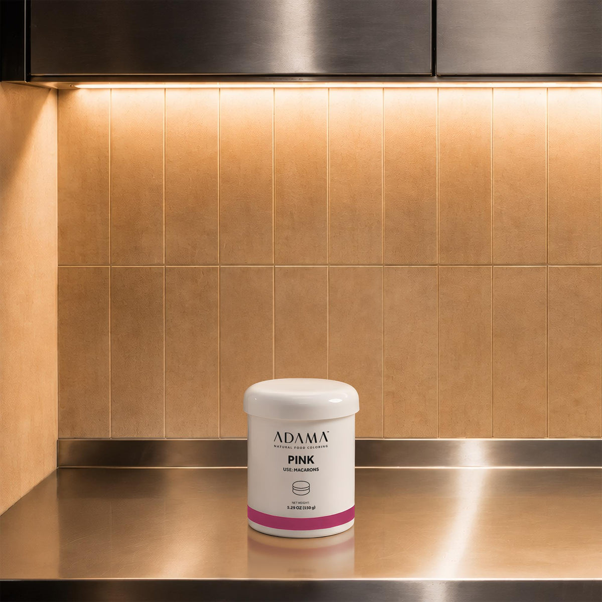 Pink natural food coloring powder for Macarons in 150 g pint jar.