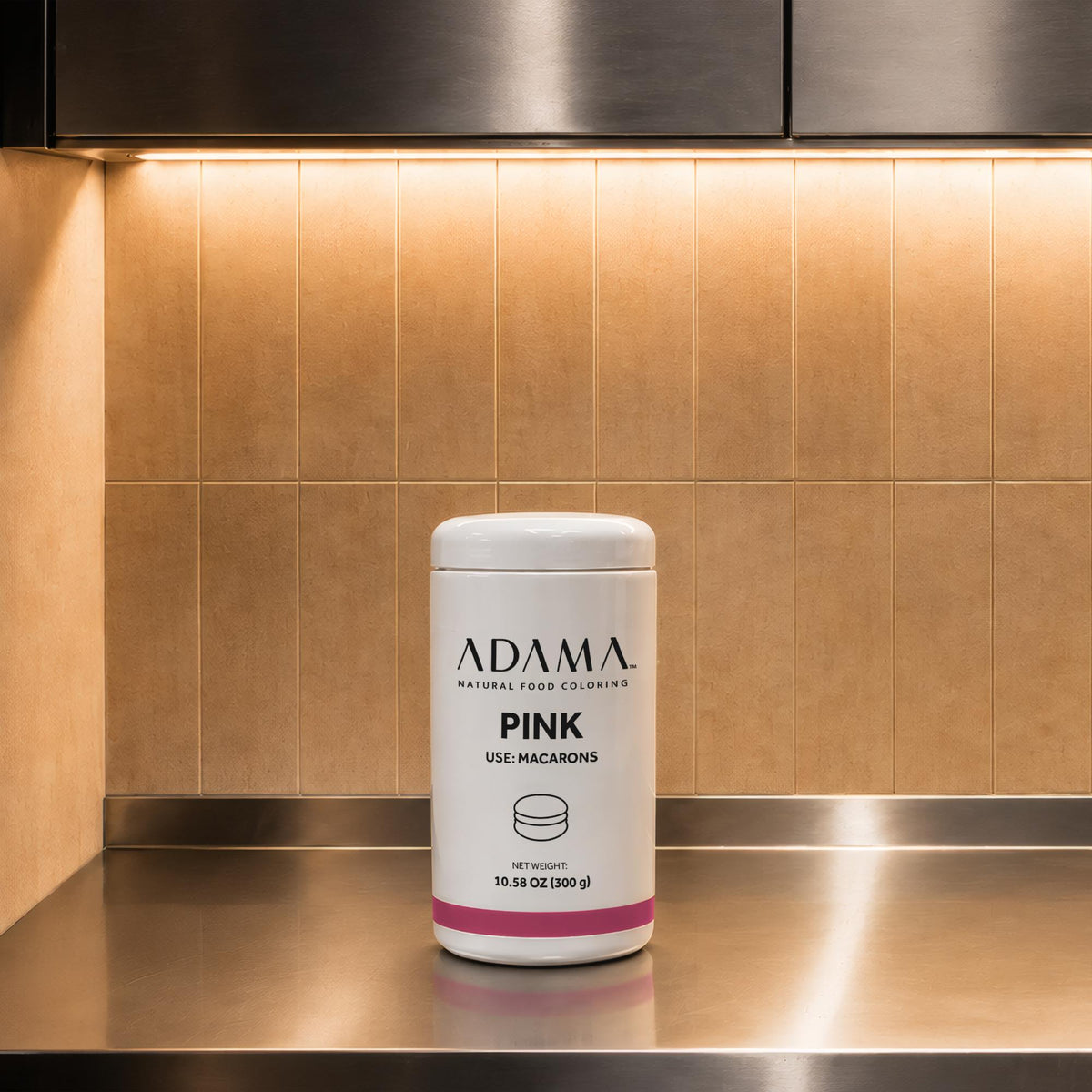 Pink natural food coloring powder for Macarons in 300 g quart jar.