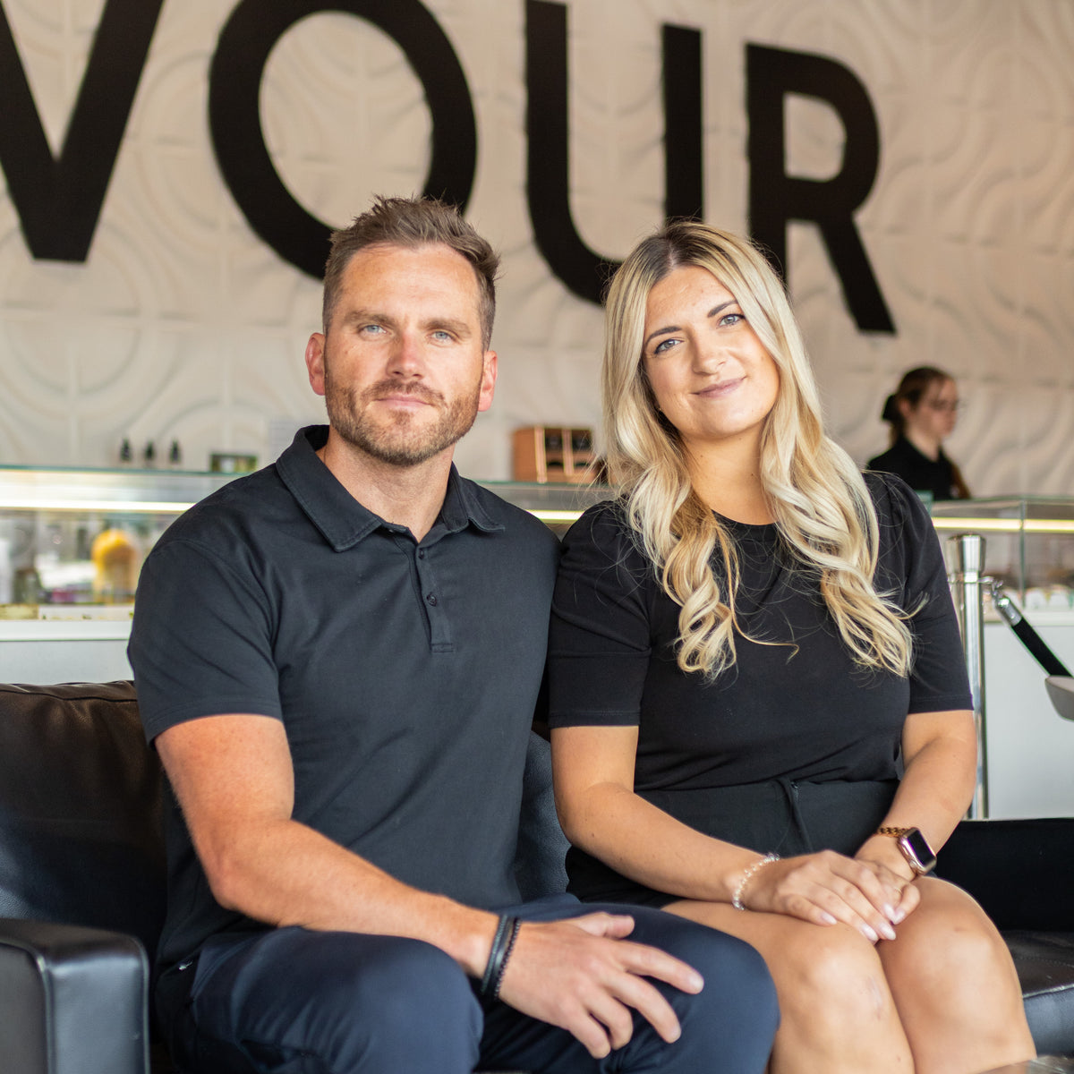 ADAMA co-founders Ella and Max inside miFLAVOUR Bakery, where the idea for ADAMA natural food coloring began.